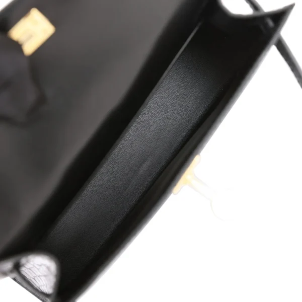 Hermès Kelly Sellier 20 Black Shiny Alligator Gold Hardware