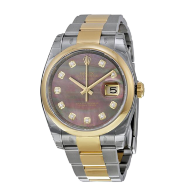 92069c2362d515581eb3bfb1f7d6b5d5 Rolex Datejust 116203BKMDO 36MM Black Mother of Pearl Dial Silver-tone Case