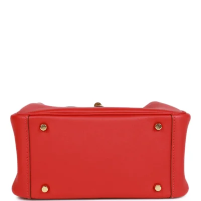 Hermès Mini Lindy Rouge Piment Swift Gold Hardware