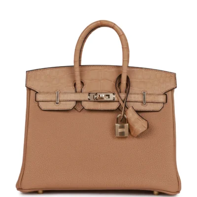 Hermès Birkin 25 Chai Matte Alligator and Togo Touch Permabrass Hardware
