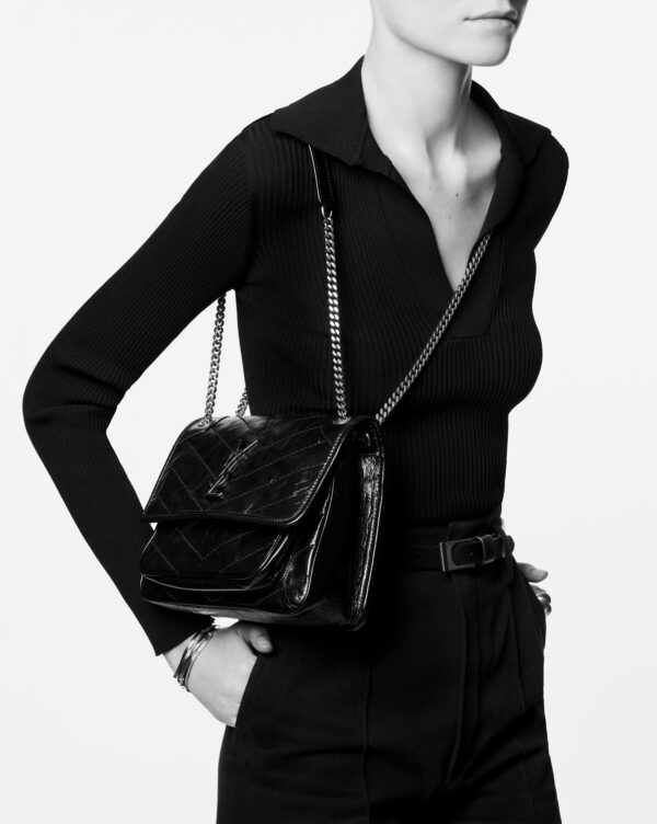 YSL Niki Medium Chain Bag in Crinkled Vintage Leather
