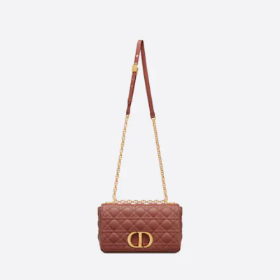 MEDIUM DIOR CARO BAG Rust-Colored Supple Cannage Calfskin