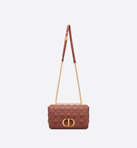 MEDIUM DIOR CARO BAG Rust-Colored Supple Cannage Calfskin