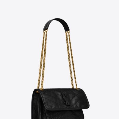 YSL Niki Medium Chain Bag in Crinkled Vintage Leather