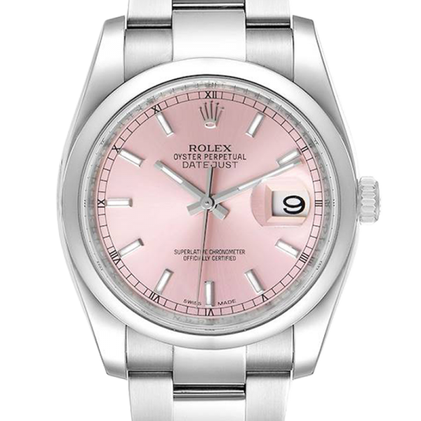 ساعة Rolex Datejust 116200PSO 36MM وردي مينا فضي اللون علبة