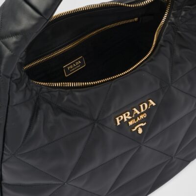Prada Large, topstitched nappa-leather bag