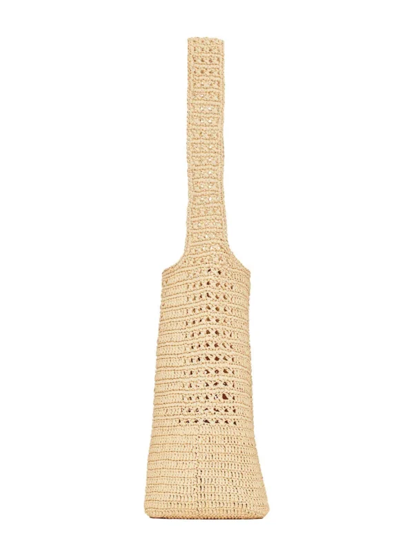 YSL Hobo Raffia Bag in Crochet and Smooth Leather