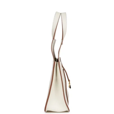 Hermès Halzan 25 White Evercolor Gold Hardware