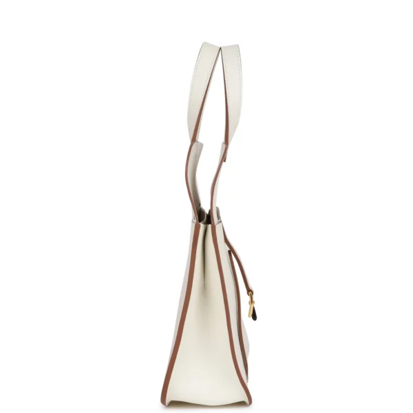 Hermès Halzan 25 White Evercolor Gold Hardware