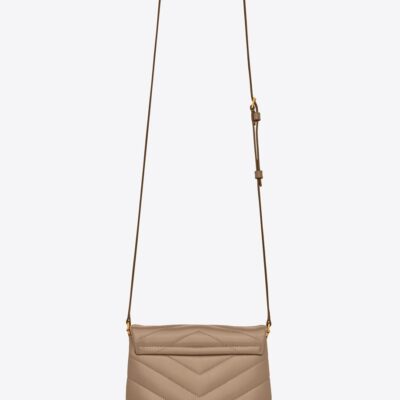 YSL Loulou Toy Bag in Matelasse 'Y' Leather in Greyish Brown