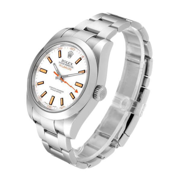 ساعة رولكس Milgauss 116400-72400 40MM مينا باللون الأبيض بعلبة فضية