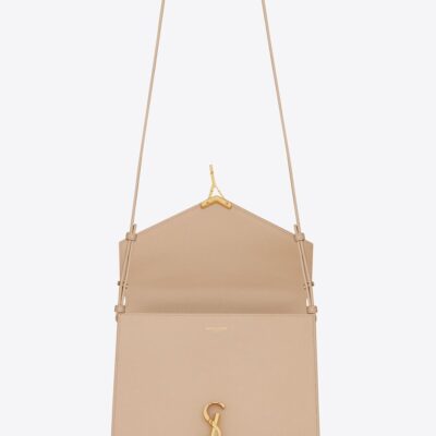 YSL Cassandra Medium Top Handle in Grain de Poudre Embossed Leather