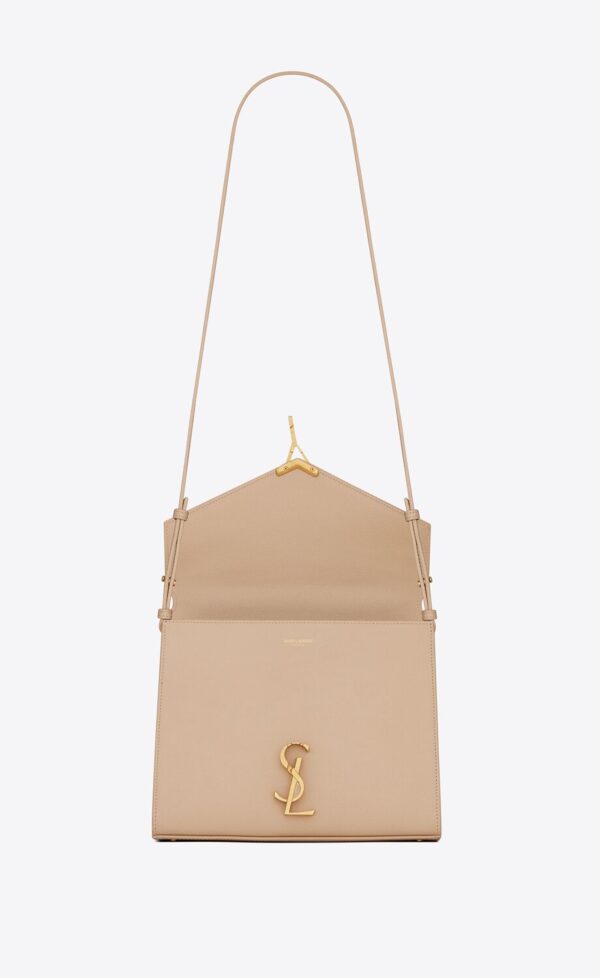 YSL Cassandra Medium Top Handle in Grain de Poudre Embossed Leather