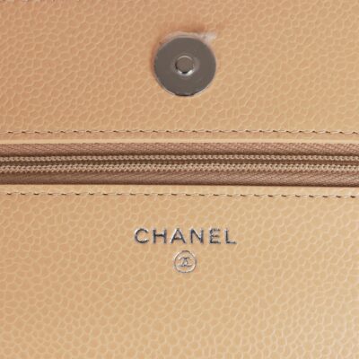 Chanel Wallet on Chain WOC Beige Caviar Silver Hardware