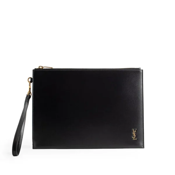 YSL Tiny Cassandre Zip Tablet Holder in Shiny Leather