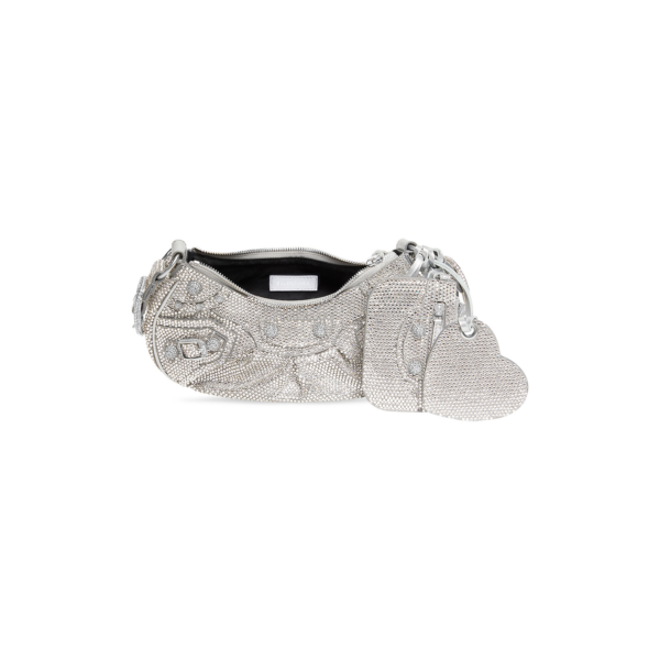 984e204bc15f4d77efb3c8031309ff7a WOMEN'S LE CAGOLE XS SHOULDER BAG WITH RHINESTONES IN GREY