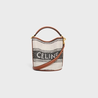 9883f88346db14610cc265378f6316a9 TEEN BUCKET 16 IN STRIPED TEXTILE WITH CELINE JACQUARD WHITE / BLACK
