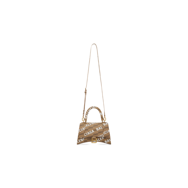990c71e611089200968f7c8957383a59 WOMEN'S HOURGLASS SMALL HANDBAG BB MONOGRAM COATED CANVAS AND ALLOVER LOGO IN BEIGE