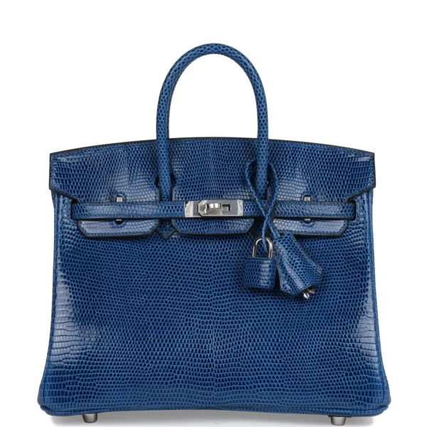 Hermès Birkin 25 Bleu Saphir Lizard Palladium Hardware