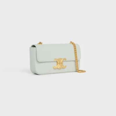 99d4cb0f96e028c2daba266e3548258e CHAIN SHOULDER BAG TRIOMPHE IN SHINY CALFSKIN JADE