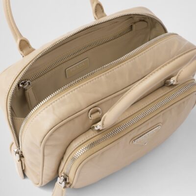 9b19fb93169b2a4357101278ff401f95 Prada Antique nappa leather multi-pocket top-handle bag - Desert Beige