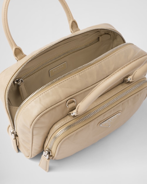 9b19fb93169b2a4357101278ff401f95 Prada Antique nappa leather multi-pocket top-handle bag - Desert Beige
