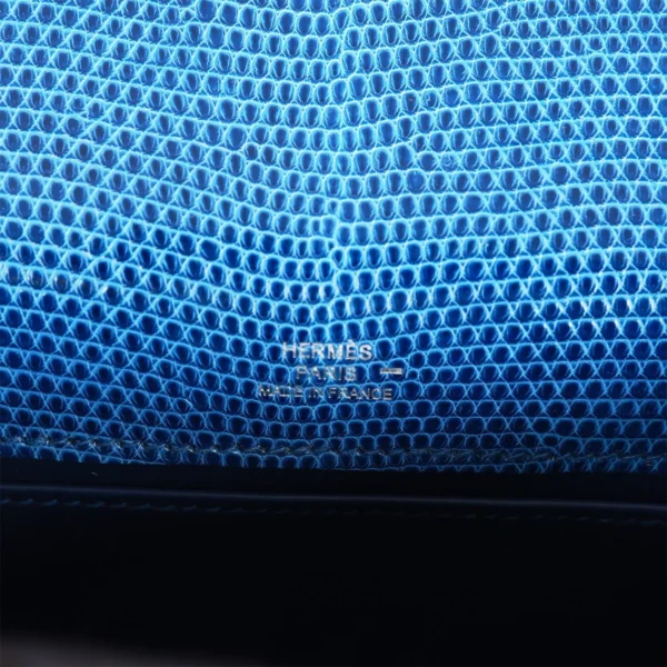 Hermès Kelly Pochette Bleu Saphir Lizard Palladium Hardware