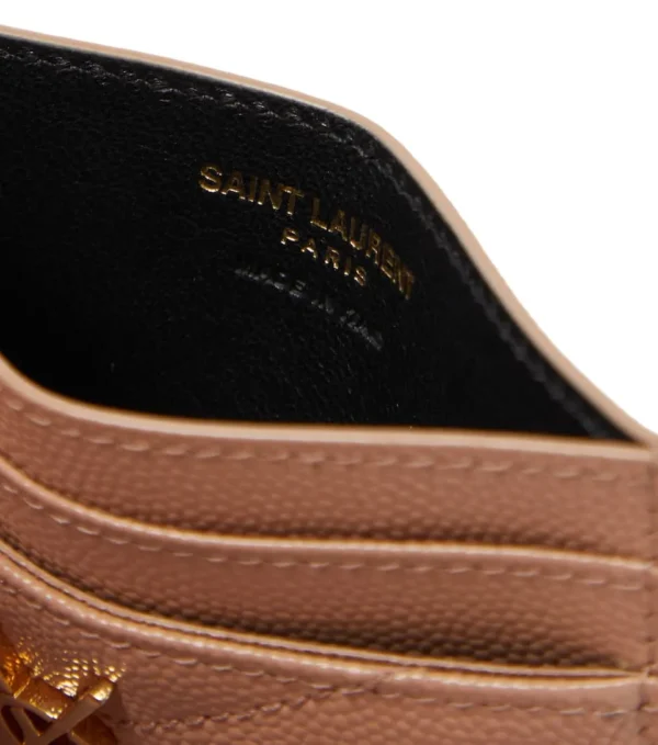 YSL Cassandre YSL Matelasse Card Case in Grain de Poudre Embossed Leather