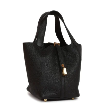 Hermès Picotin Lock 18 Black Clemence Gold Hardware
