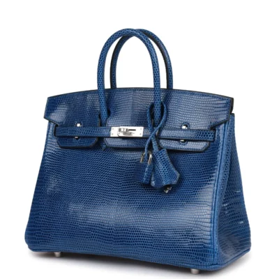 Hermès Birkin 25 Bleu Saphir Lizard Palladium Hardware
