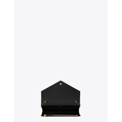 YSL Cassandre YSL Matelass Chain Wallet in Grain de Poudre Embossed Leather