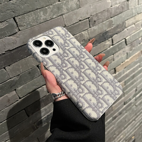 Luxury CD iPhone Case Classic Fabric Gray