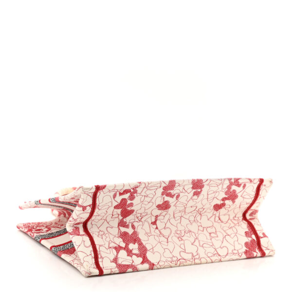 CHRISTIAN DIOR Canvas Embroidered Medium Dioramour D-Royaume Book Tote Red White