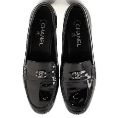 Chanel Women's Woven CC Chain Loafers Patent