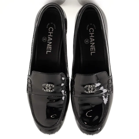 Chanel Women's Woven CC Chain Loafers Patent