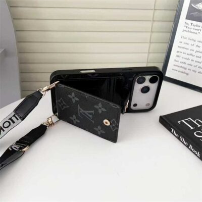 Lv Leather Card Holder Case Crossbody for iPhone 12-18 Pro & Pro Max