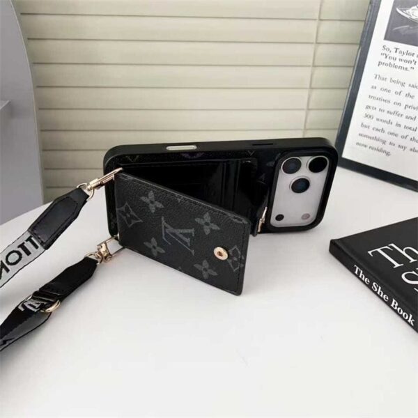 Lv Leather Card Holder Case Crossbody for iPhone 12-18 Pro & Pro Max