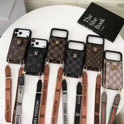 Lv Leather Card Holder Case Crossbody for iPhone 12-18 Pro & Pro Max