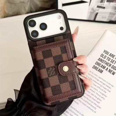 Luxury LV Leather Card Holder Phone Case For iPhone 12-18 Pro & Pro Max