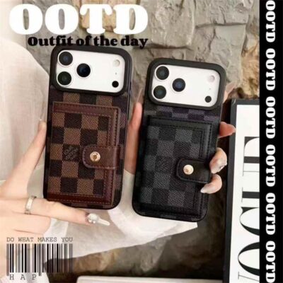 Luxury LV Leather Card Holder Phone Case For iPhone 12-18 Pro & Pro Max