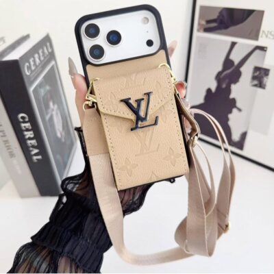 LV Luxury Phone Case with Card Holder For iPhone 12-18 Pro & Pro Max