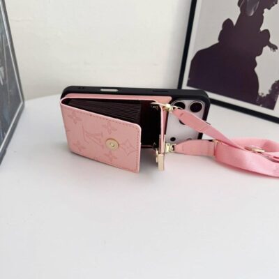 LV Luxury Phone Case with Card Holder For iPhone 12-18 Pro & Pro Max