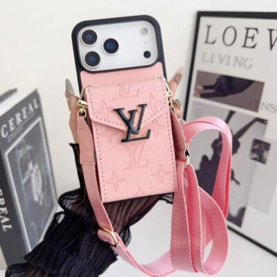 LV Luxury Phone Case with Card Holder For iPhone 12-18 Pro & Pro Max