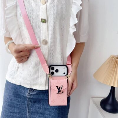 LV Luxury Phone Case with Card Holder For iPhone 12-18 Pro & Pro Max