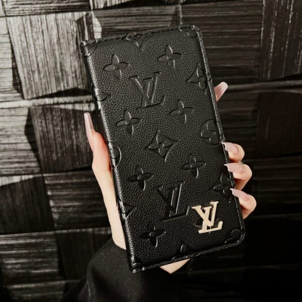 Premium Leather Folio Monogram Phone Case with Card Holder for iPhone 12-18 Pro & Pro Max