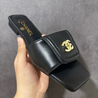 Chanel CC Turnlock Mules In Lambskin