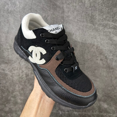 Chanel Trainer Sneakers in Mesh and Calfskin Brown G38299