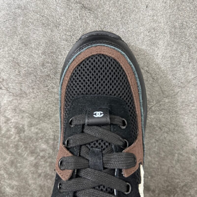 Chanel Trainer Sneakers in Mesh and Calfskin Brown G38299
