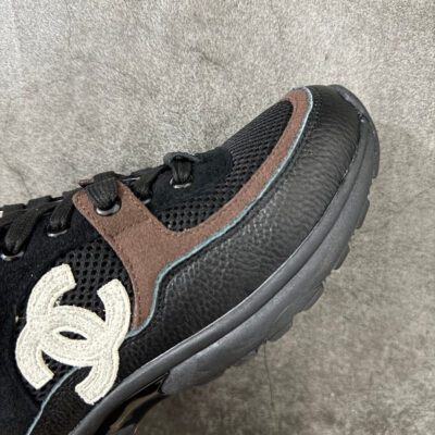 Chanel Trainer Sneakers in Mesh and Calfskin Brown G38299