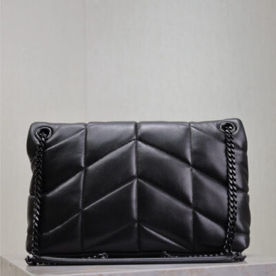 LOULOU PUFFER MEDIUM 29 IN ALL BLACK SHEEPSKIN BLACK HARDWARE